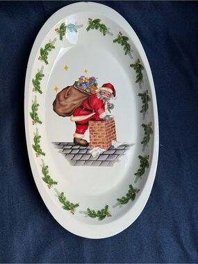 Vtg 1971 Christmas Ceramic Platter Ginnie Jimmy Serving Tray Mitee 19"